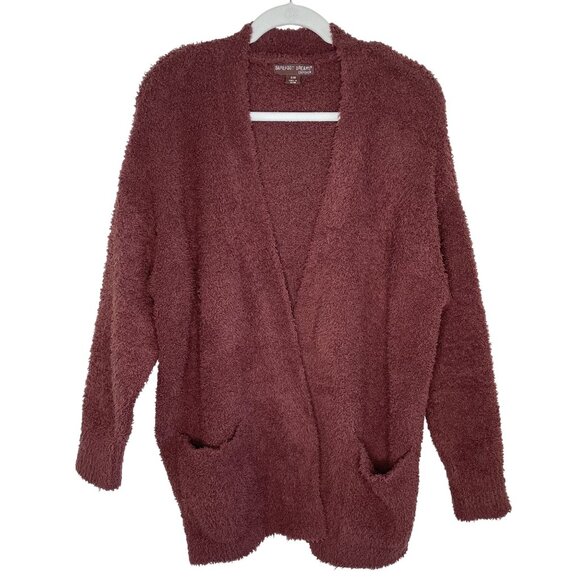 Barefoot Dreams CozyChic Burgundy Open Front Cardigan, S/M - Picture 1 of 7